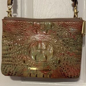 Brahmin Crossbody Croc-Embossed Leather Green/Brown/Pink